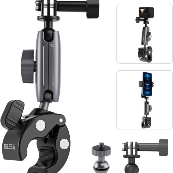 TELESIN Camera Clamp Handlebar Bike Mount 360° Double Ball Head for Stable Action Camera Shooting in Pakistan