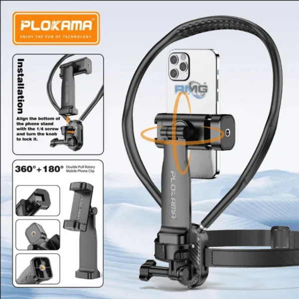 Plokama CX-60 Phone Camera Neck Bracket Hands-Free Flexible Silicone Mount for Stable Vlogging in Pakistan