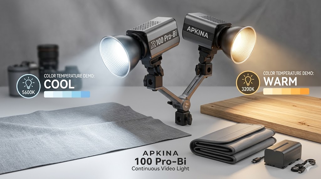 Apkina 100 Pro Bi Continuous Video Light