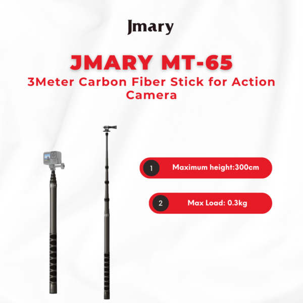 Jmary MT-65 3Meter Carbon Fiber Stick for Action Camera
