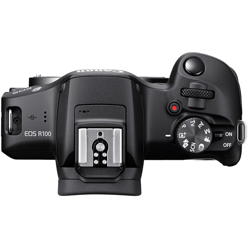 Canon EOS R100 mirrorless camera rear or detail view