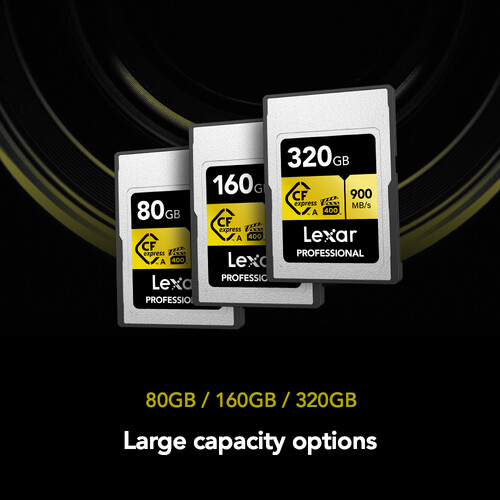 Lexar 160GB Professional CFexpress Type A Card GOLD Series used with compatible Sony mirrorless cameras for professional content creation workflows.