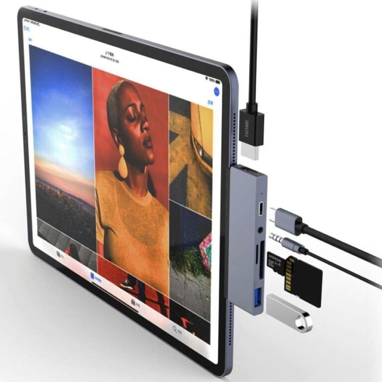 GIISSMO 6-in-1 USB-C Hub Adapter – Thunderbolt 3, USB 3.0, SD/TF Card Reader & Aluminium Design