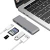 GIISSMO 6-in-1 USB-C Hub Adapter – Thunderbolt 3, USB 3.0, SD/TF Card Reader & Aluminium Design
