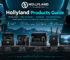 Hollyland products guide featuring wireless microphones, video transmission systems, monitors and intercom equipment