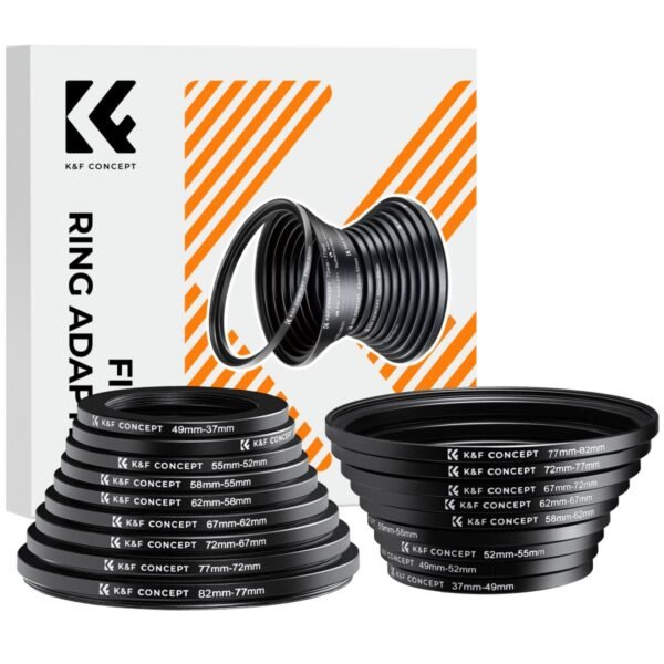 K&F Lens Filter Adapter Ring Set – 18-Piece Step-Up & Step-Down Kit