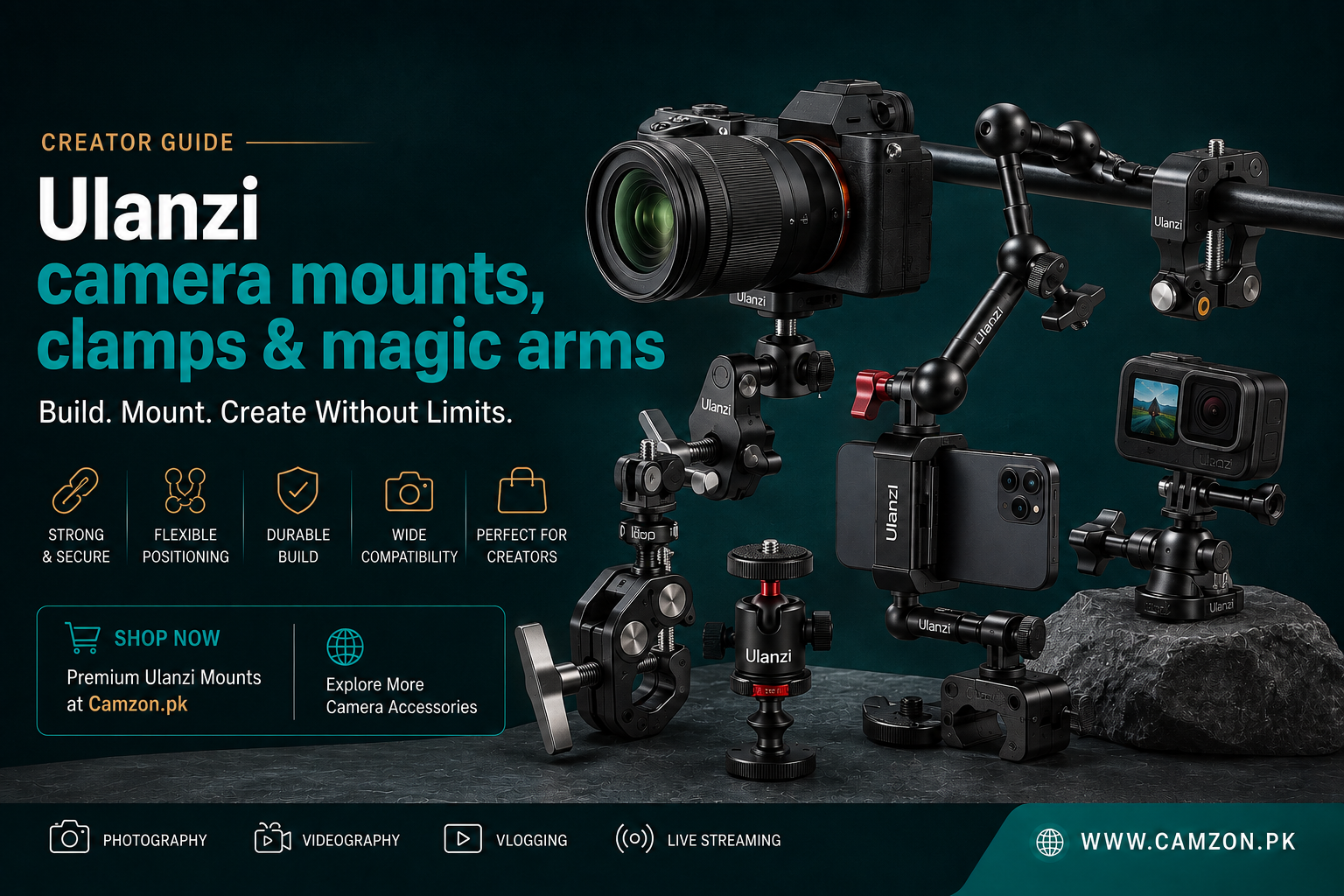 Ulanzi camera mounts, clamps and magic arms