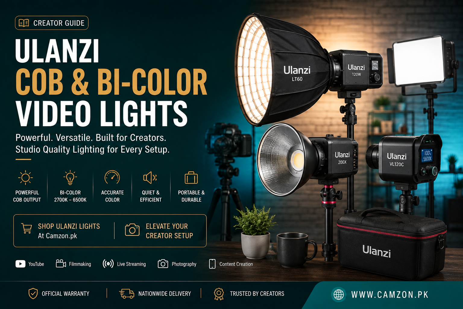 Ulanzi COB and bi-color video lights in Pakistan