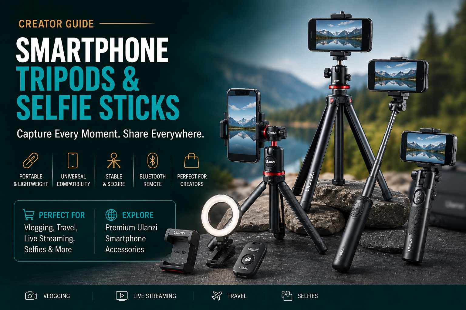 Ulanzi smartphone tripods and selfie sticks in Pakistan